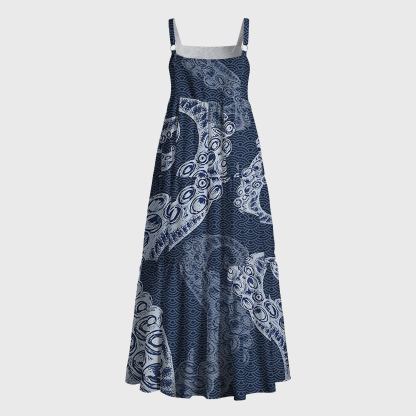 Tokyo-Tiger Octopus Tentacles Japanese Aloha Maxi Dress
