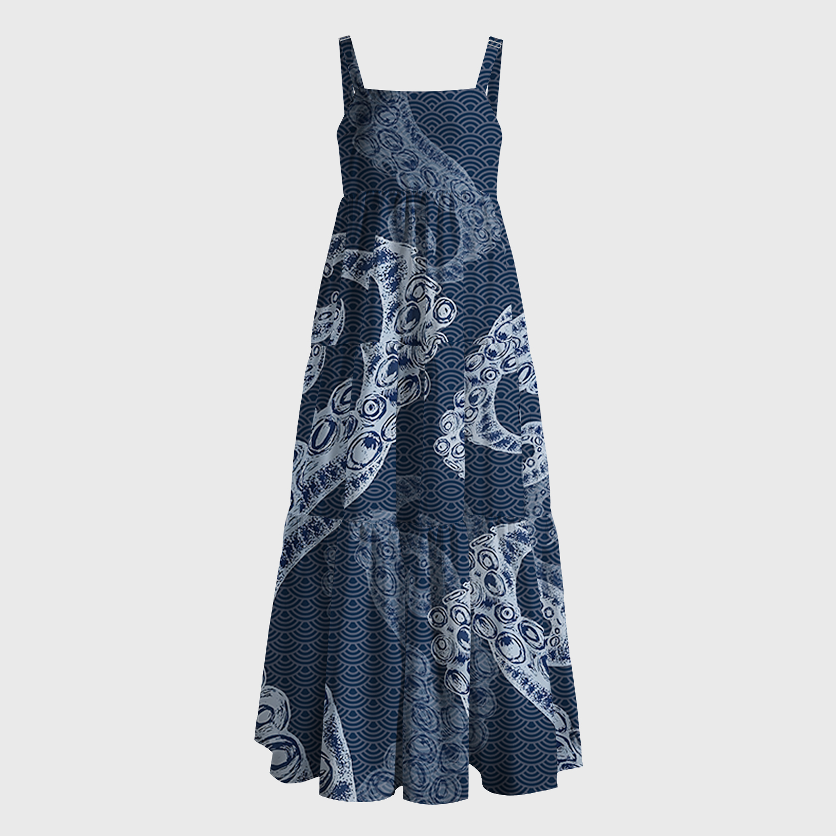 Tokyo-Tiger Octopus Tentacles Japanese Aloha Maxi Dress