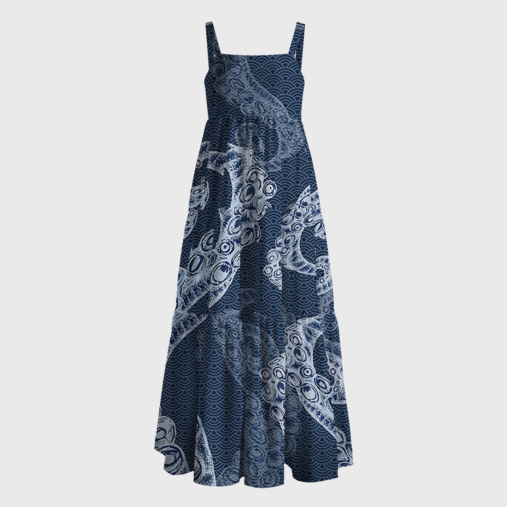 Tokyo-Tiger Octopus Tentacles Japanese Aloha Maxi Dress