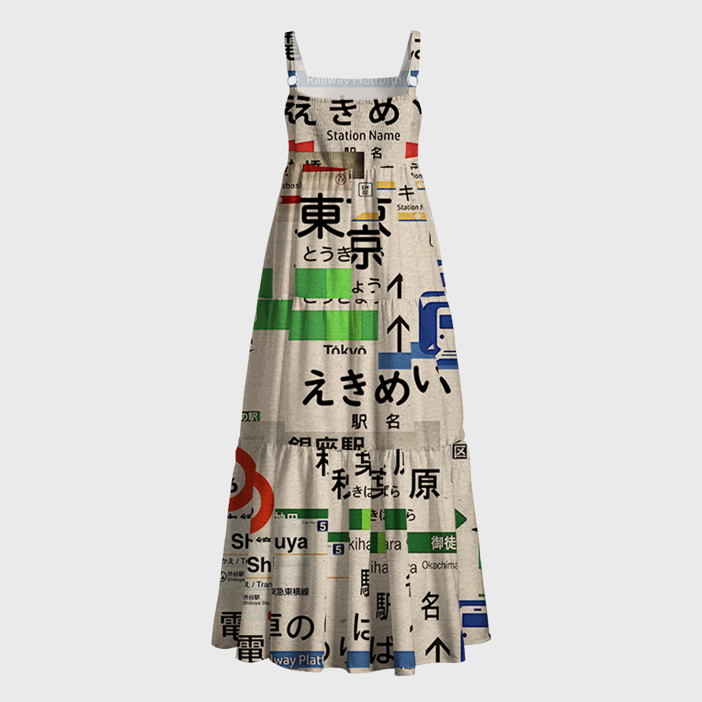 Tokyo-Tiger Japanese Line Station Sign Maxi Dress