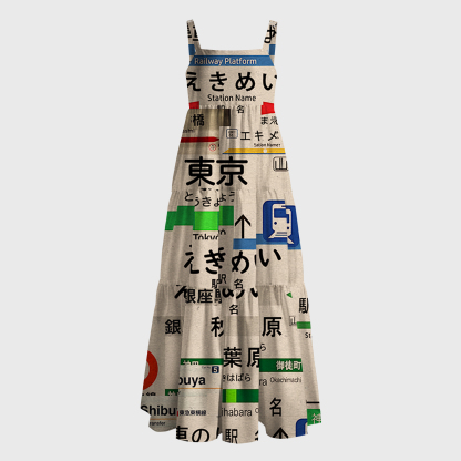 Tokyo-Tiger Japanese Line Station Sign Maxi Dress