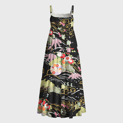 Tokyo-Tiger Floral And Cloud Maxi Dress
