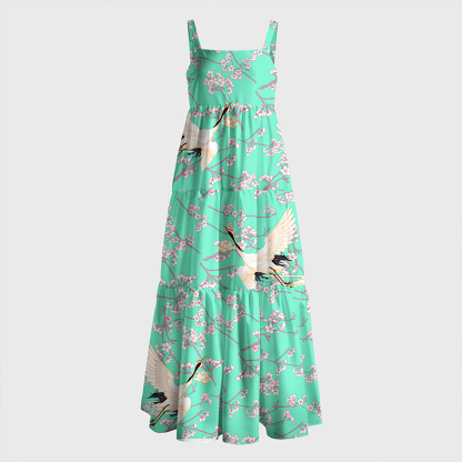 Tokyo-Tiger Cranes And Sakura Maxi Dress