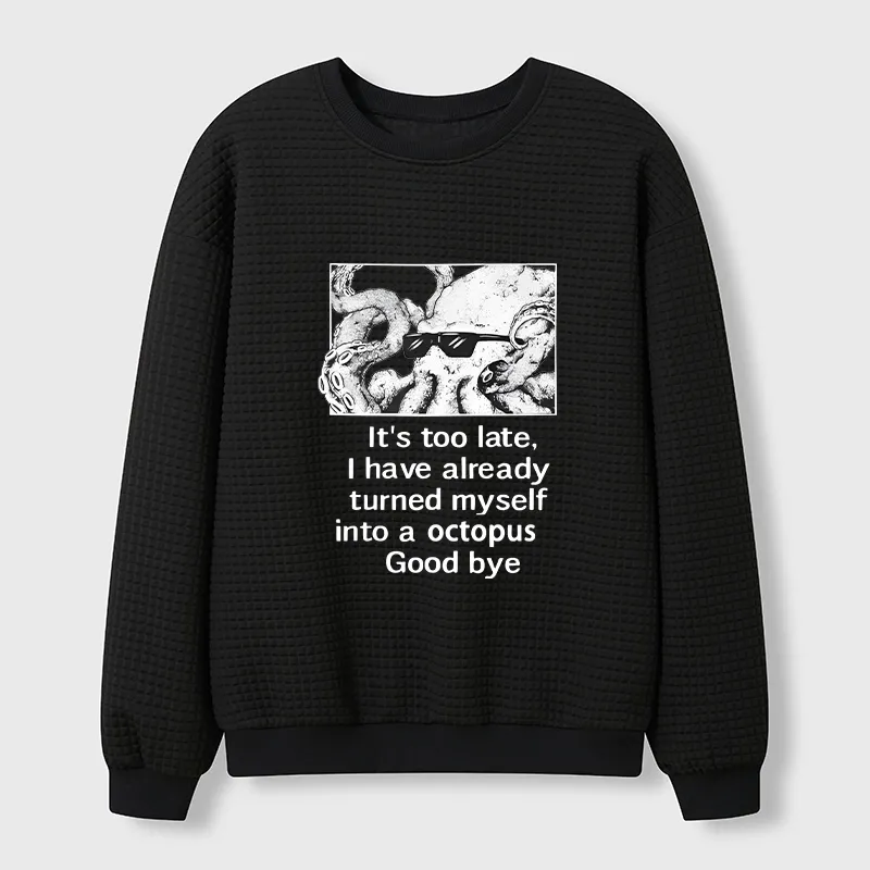 Tokyo-Tiger Octopus Meme I Disappeared Completely Waffle Sweatshirt Sale