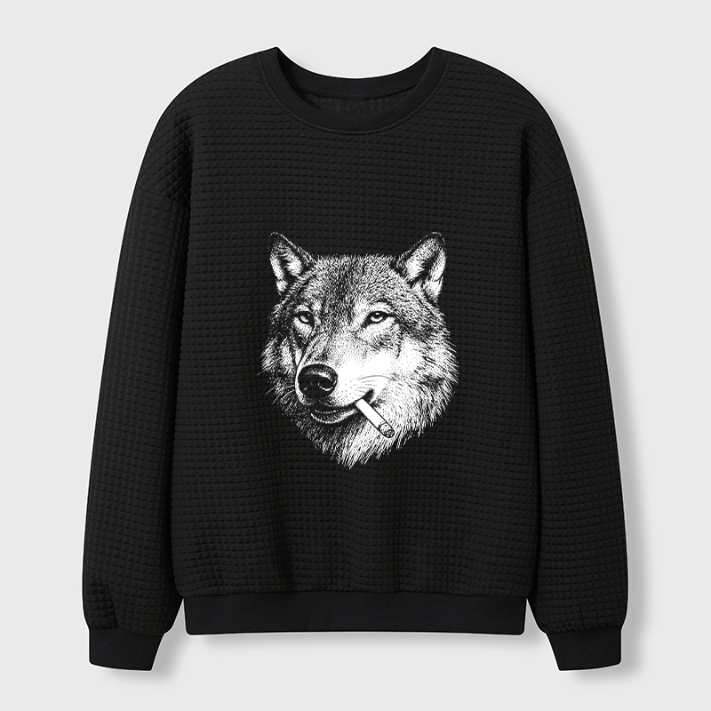 Tokyo-Tiger Cool Wolf Meme Bad Decisions Pending Waffle Sweatshirt