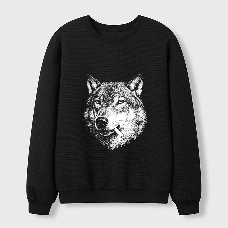 Tokyo-Tiger Cool Wolf Meme Bad Decisions Pending Waffle Sweatshirt Sale