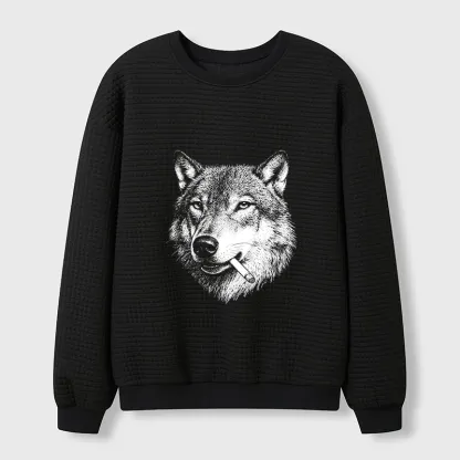 Tokyo-Tiger Cool Wolf Meme Bad Decisions Pending Waffle Sweatshirt