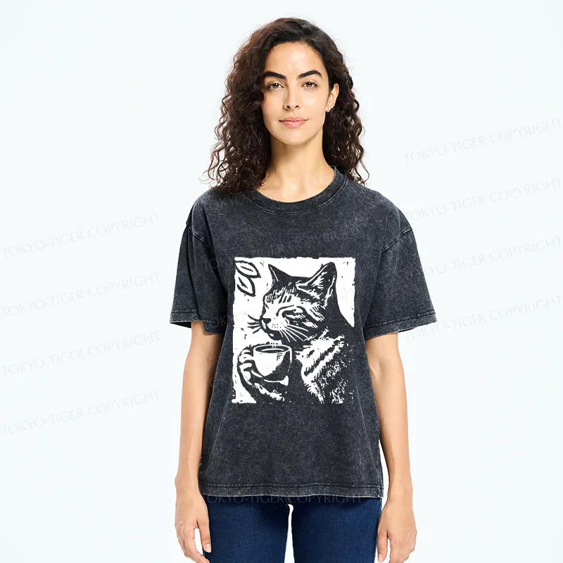 Tokyo-Tiger Comfortable Cat Washed T-Shirt