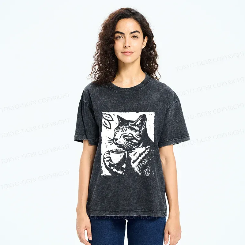 Tokyo-Tiger Comfortable Cat Washed T-Shirt