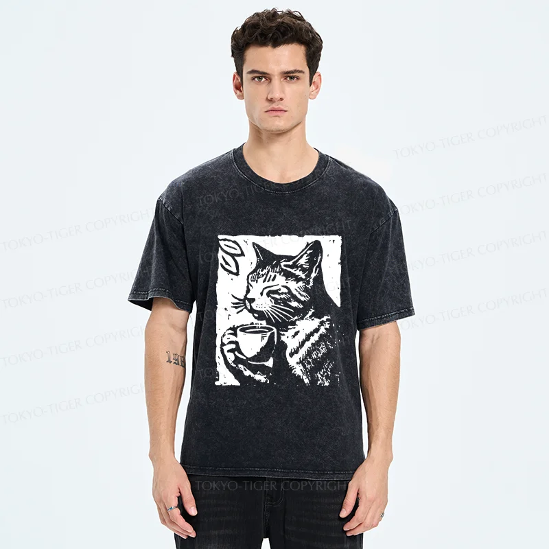Tokyo-Tiger Comfortable Cat Washed T-Shirt