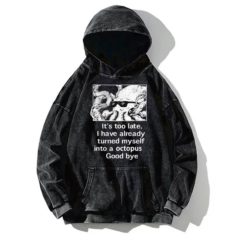 Tokyo-Tiger Octopus Meme I Disappeared Completely Washed Hoodie