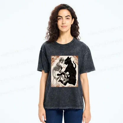 Tokyo-Tiger Twin Cats Washed T-Shirt