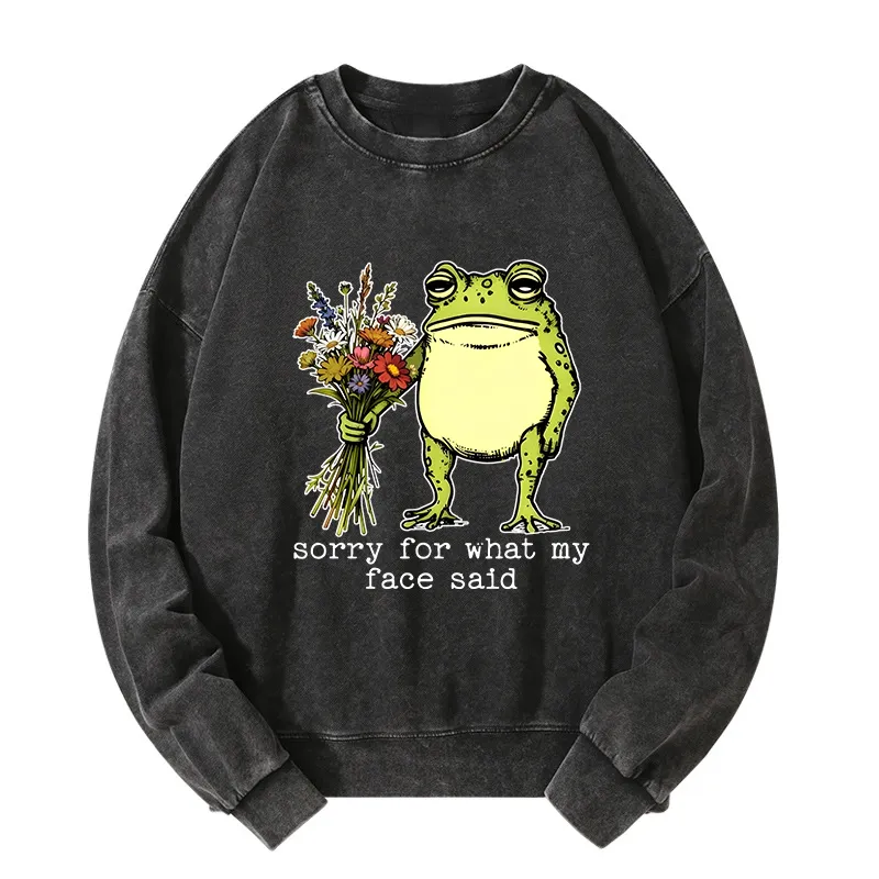 Tokyo-Tiger Frog Sorry Mode Activated Washed Sweatshirt