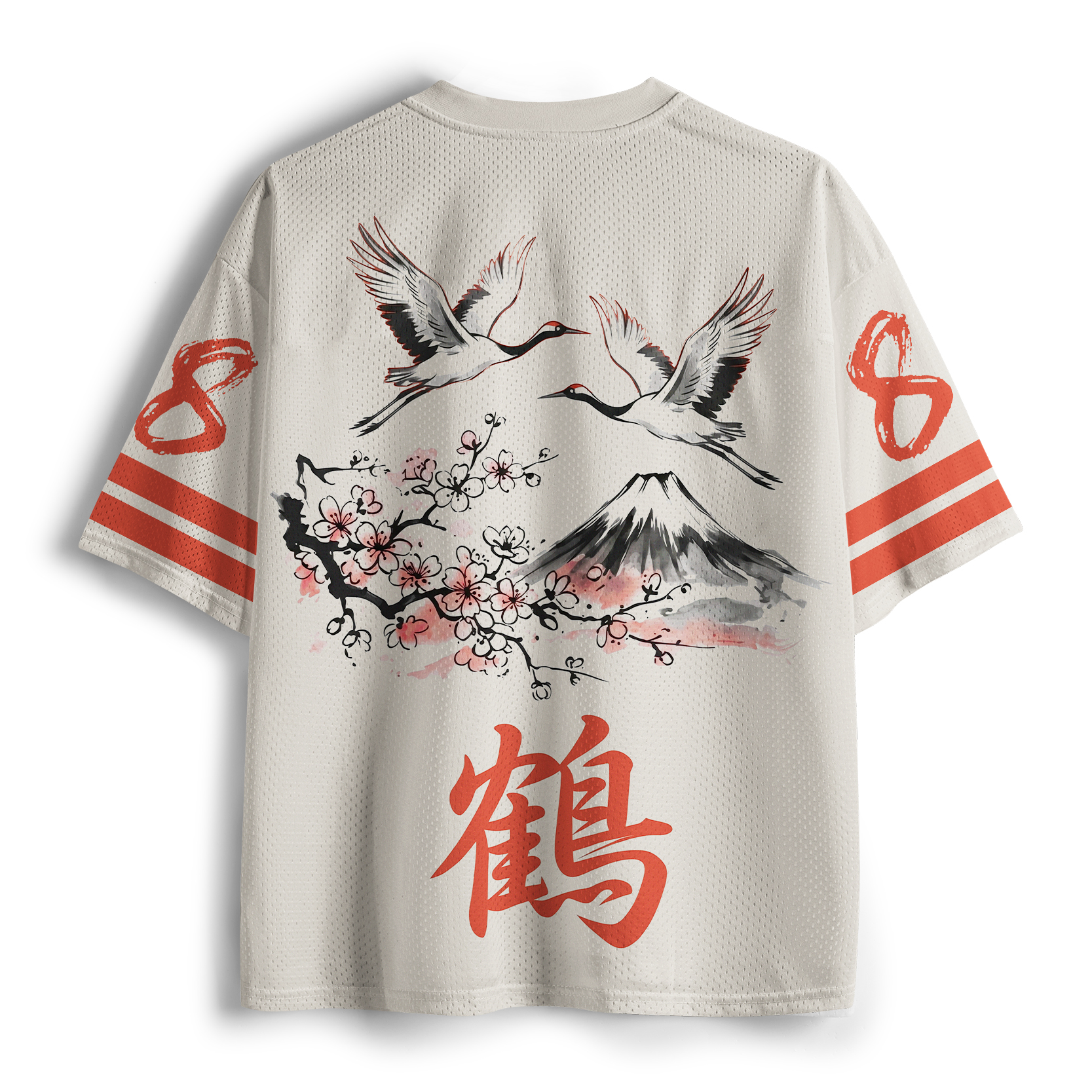 Tokyo-Tiger Retro Japanese Red-crowned Crane Mesh Jersey