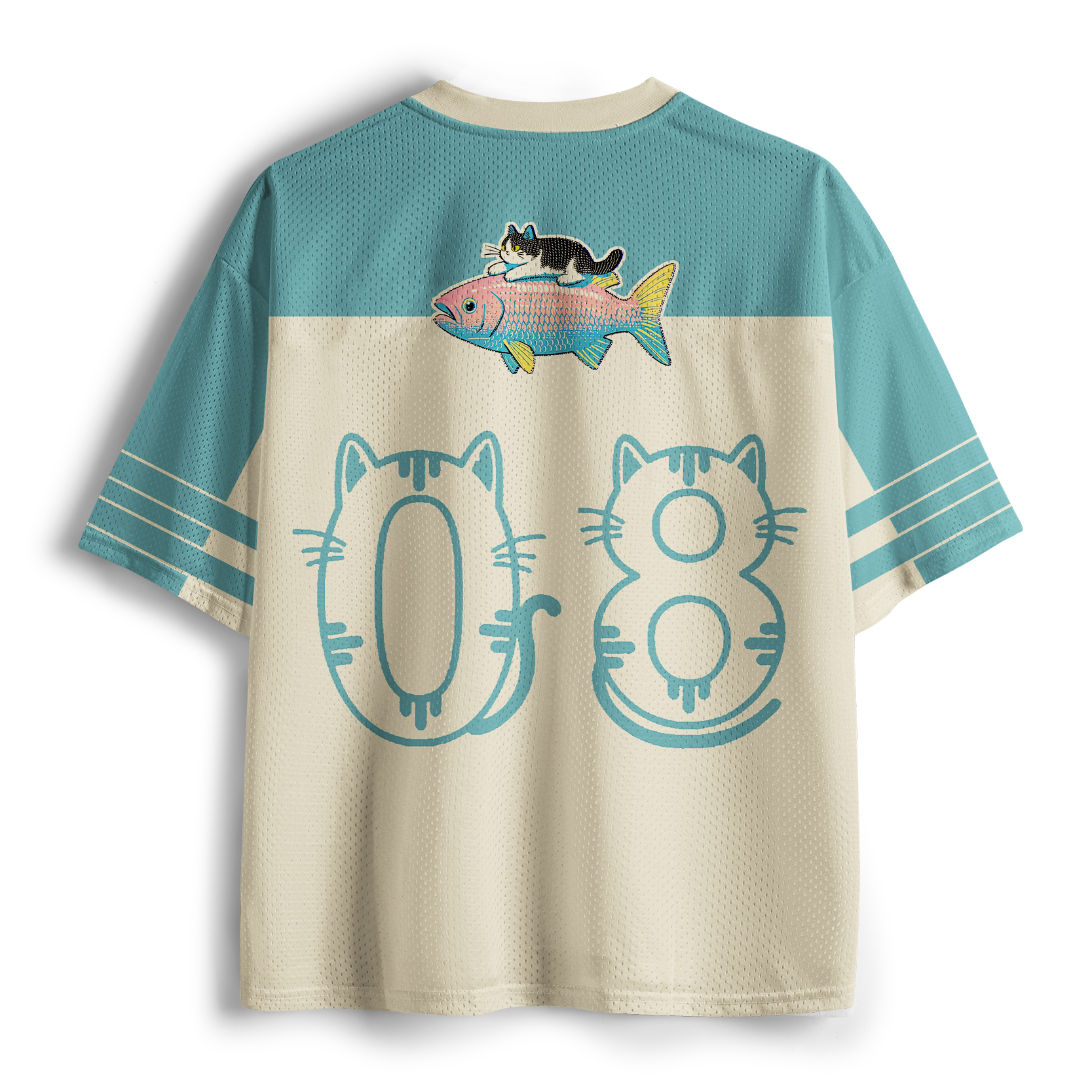 Tokyo-Tiger Funny Lucky Koi Cat Mesh Jersey