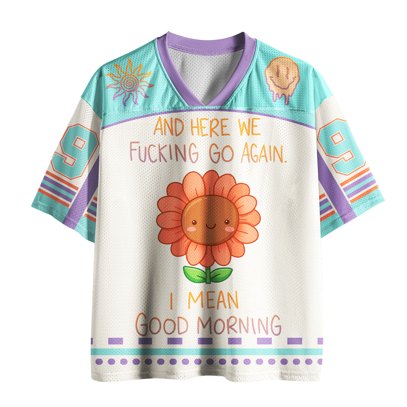 Tokyo-Tiger Grumpy But Cute Floral Mesh Jersey