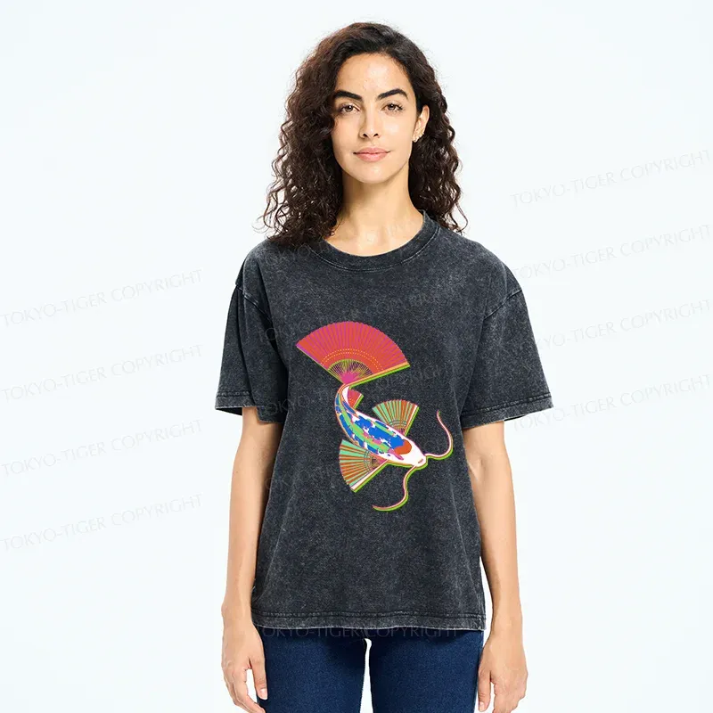 Tokyo-Tiger Japanese Traditional Fish Washed T-Shirt