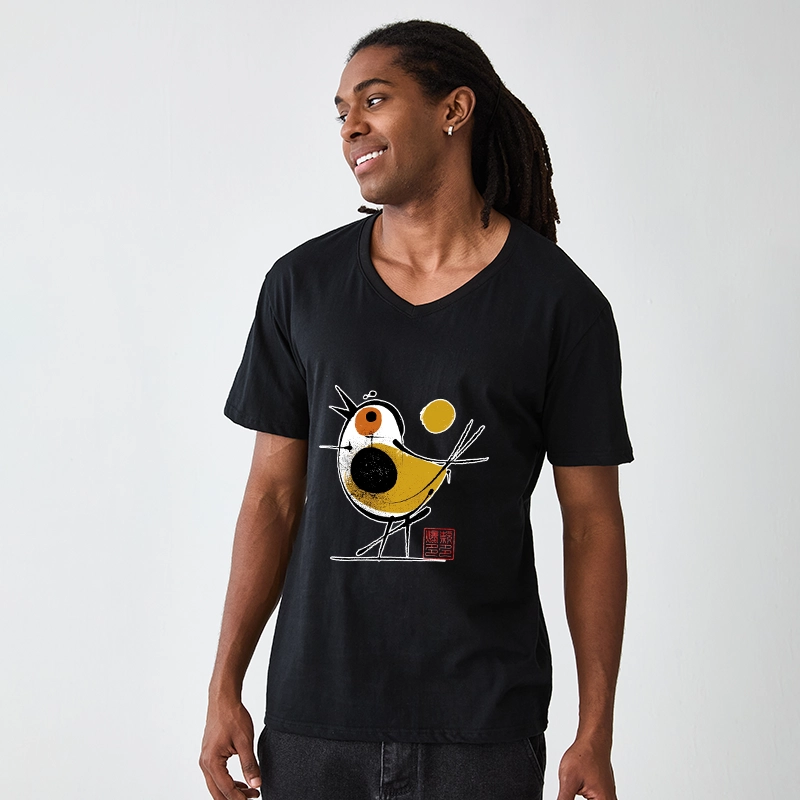 Tokyo-Tiger Aesthetic Yellow And Black Bird V-Neck Classic T-Shirt
