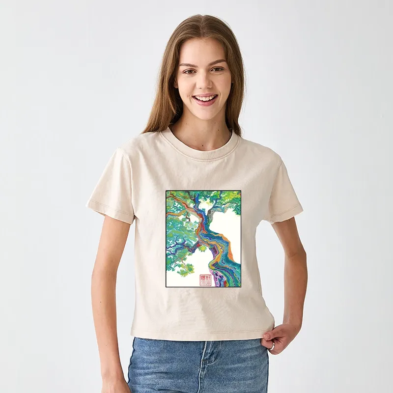 Tokyo-Tiger Colorful Magic Tree Women's Washed T-shirt