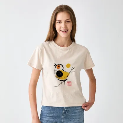 Tokyo-Tiger Aesthetic Yellow And Black Bird Women's Washed T-shirt