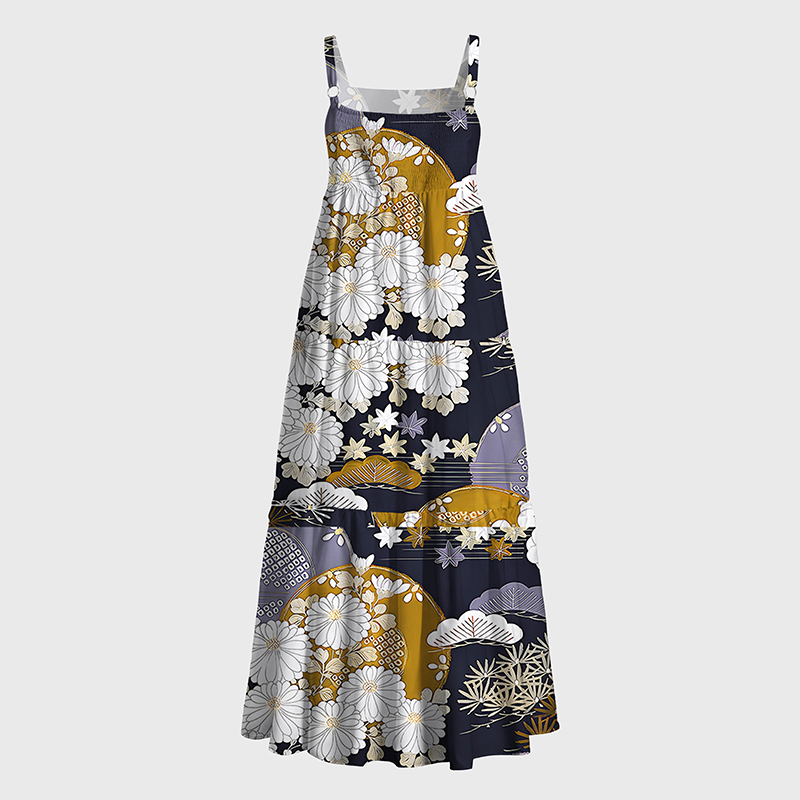 Tokyo-Tiger Japanese Floral Collection Maxi Dress