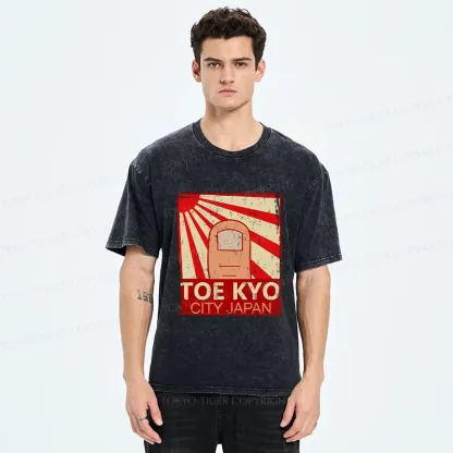 Tokyo-Tiger Toe Kyo Funny Washed T-Shirt