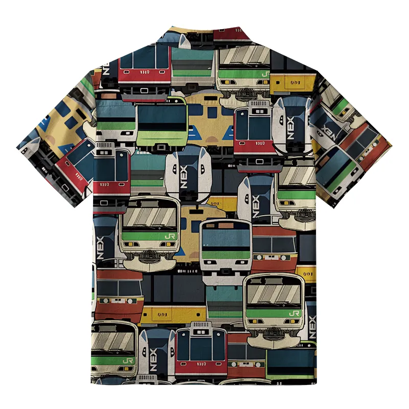 Tokyo-Tiger Japanese Trains Aloha Hawaiian Shirt
