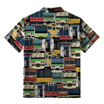 Tokyo-Tiger Japanese Trains Button-up Shirt