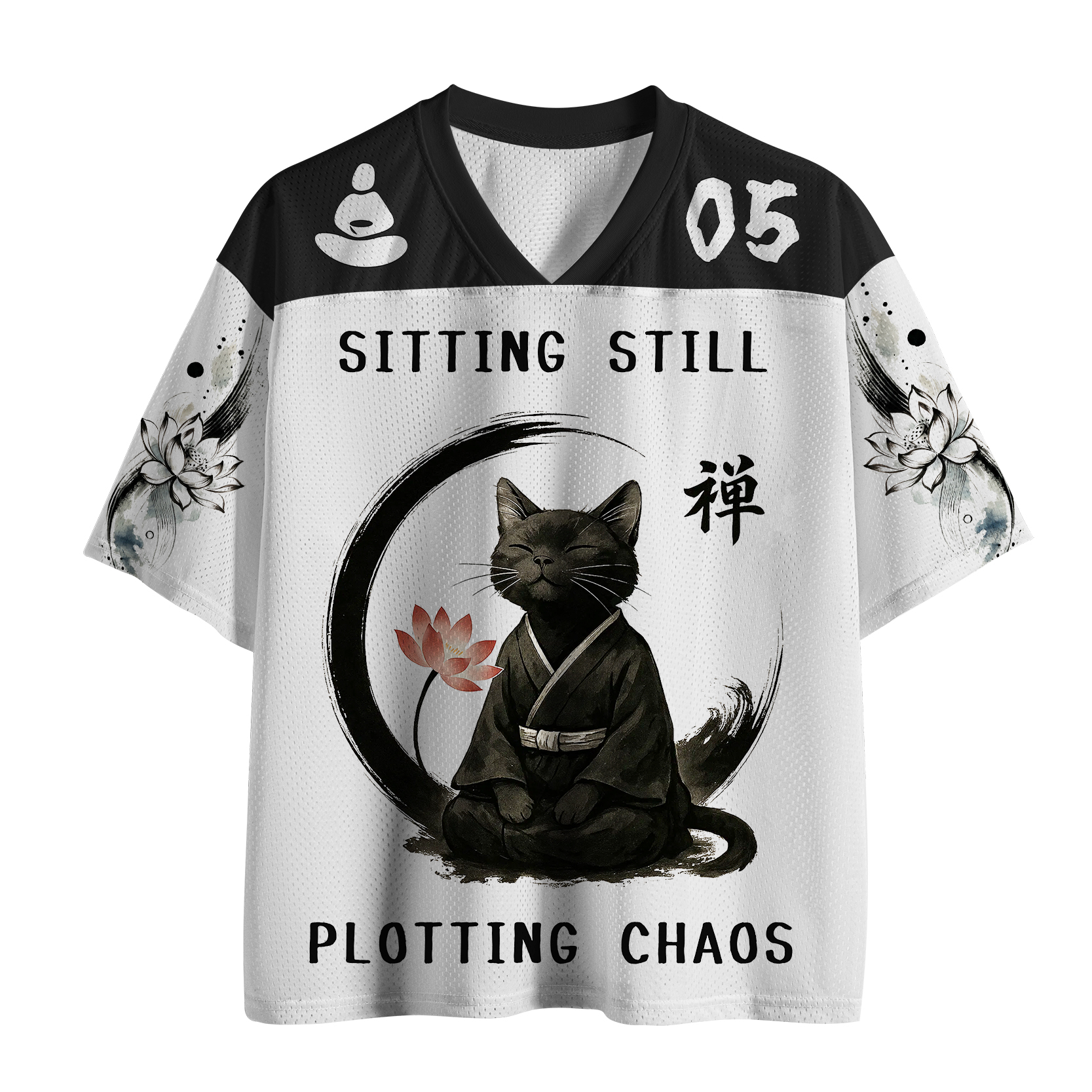 Tokyo-Tiger Sitting still  plotting chaos Calming Zen Cat Mesh Jersey