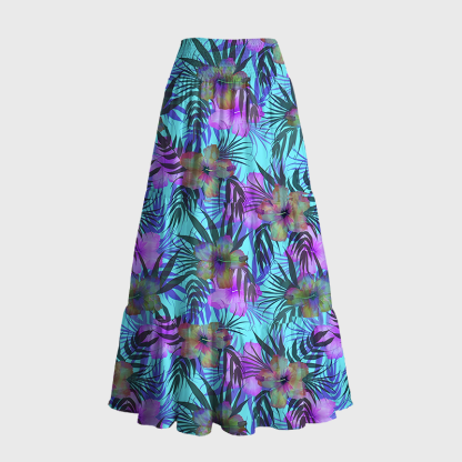 Tokyo-Tiger Hawaiian Floral Maxi Skirt