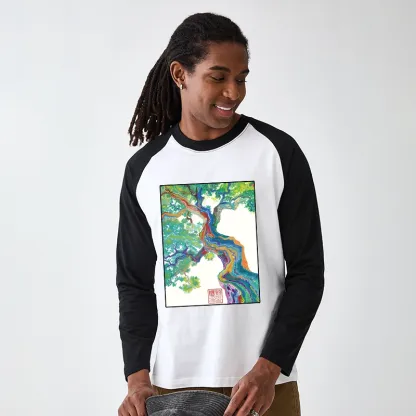 Tokyo-Tiger Colorful Magic Tree Raglan Long Sleeve T-shirt