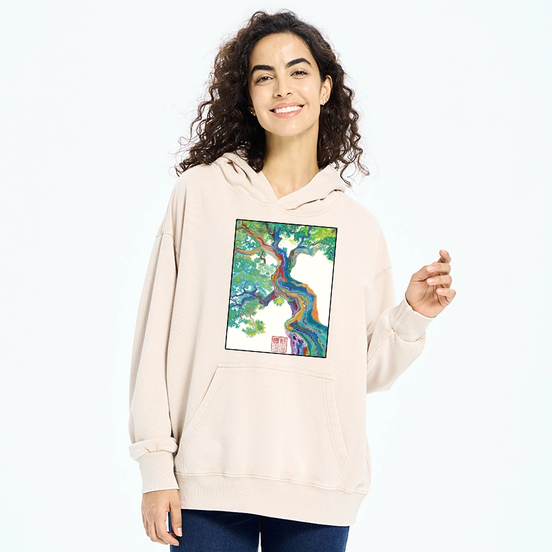Tokyo-Tiger Colorful Magic Tree Washed Hoodie