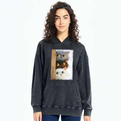 Tokyo-Tiger Three Cute Cats Watch You Washed Hoodie