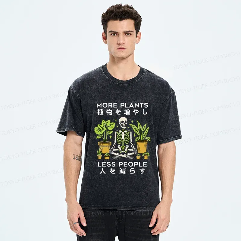 Tokyo-Tiger Plants And Skeleton Washed T-Shirt