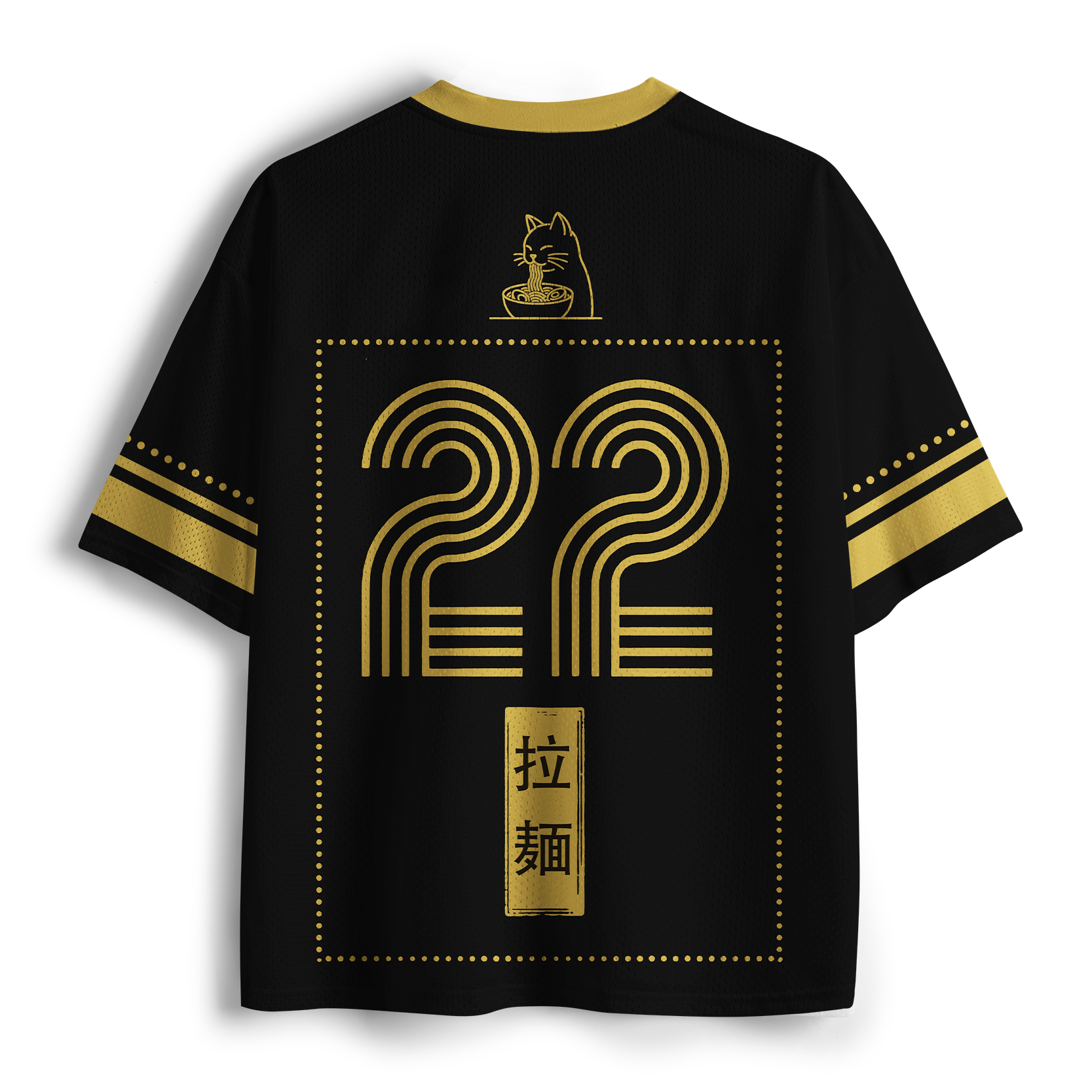 Tokyo-Tiger Vintage Japanese Cat Eating Ramen Mesh Jersey