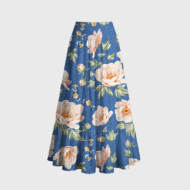 Tokyo-Tiger Flowers In The Waves Maxi Skirt
