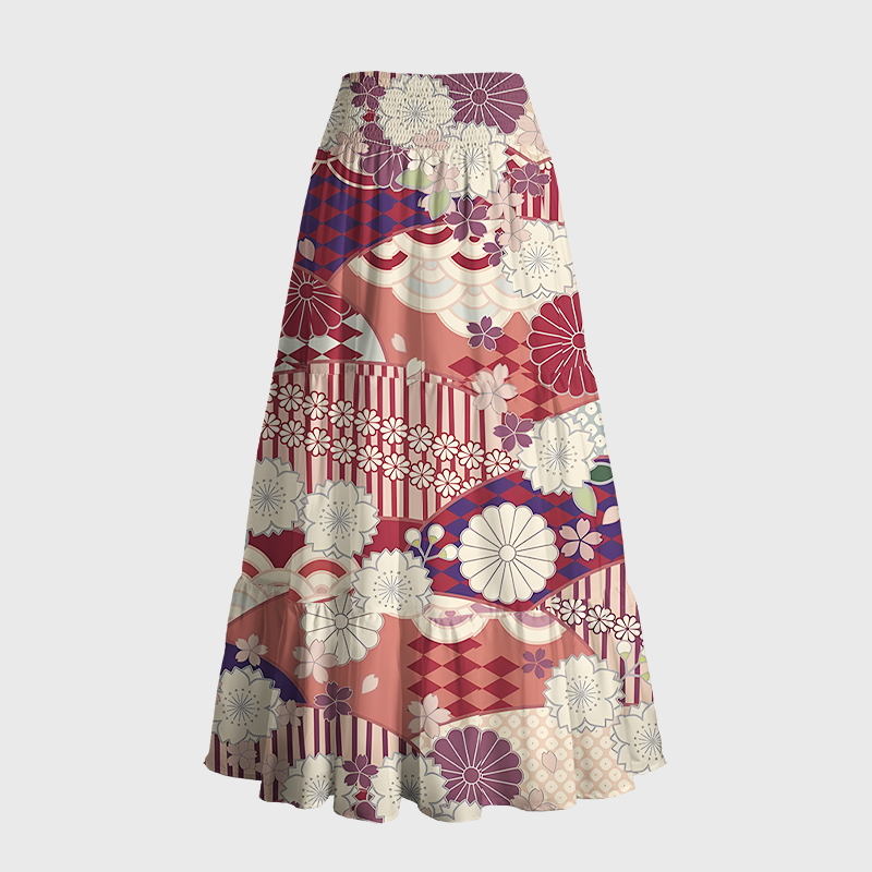 Tokyo-Tiger A Floral Fusion Maxi Skirt