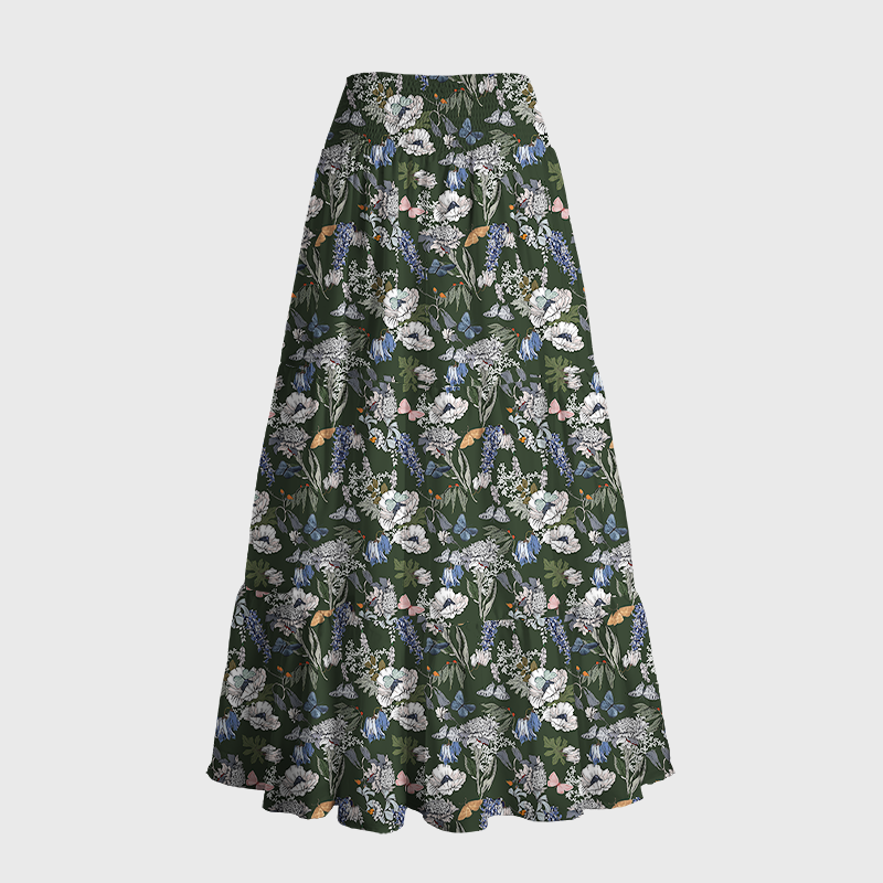 Tokyo-Tiger Garden Blooms Maxi Skirt
