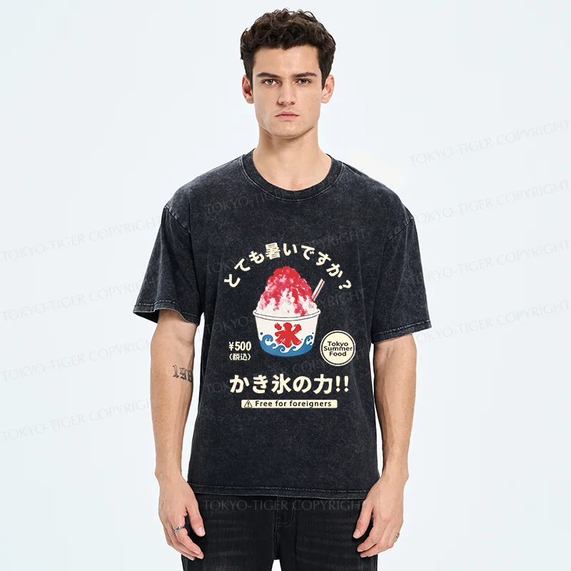 Tokyo-Tiger Power Of Shaved Ice Washed T-Shirt