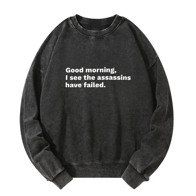 Tokyo-Tiger Assassins Failed Morning Quote Art Washed Sweatshirt Sale