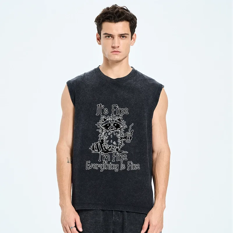 Tokyo-Tiger Raccoon Fine Meme Washed Tank