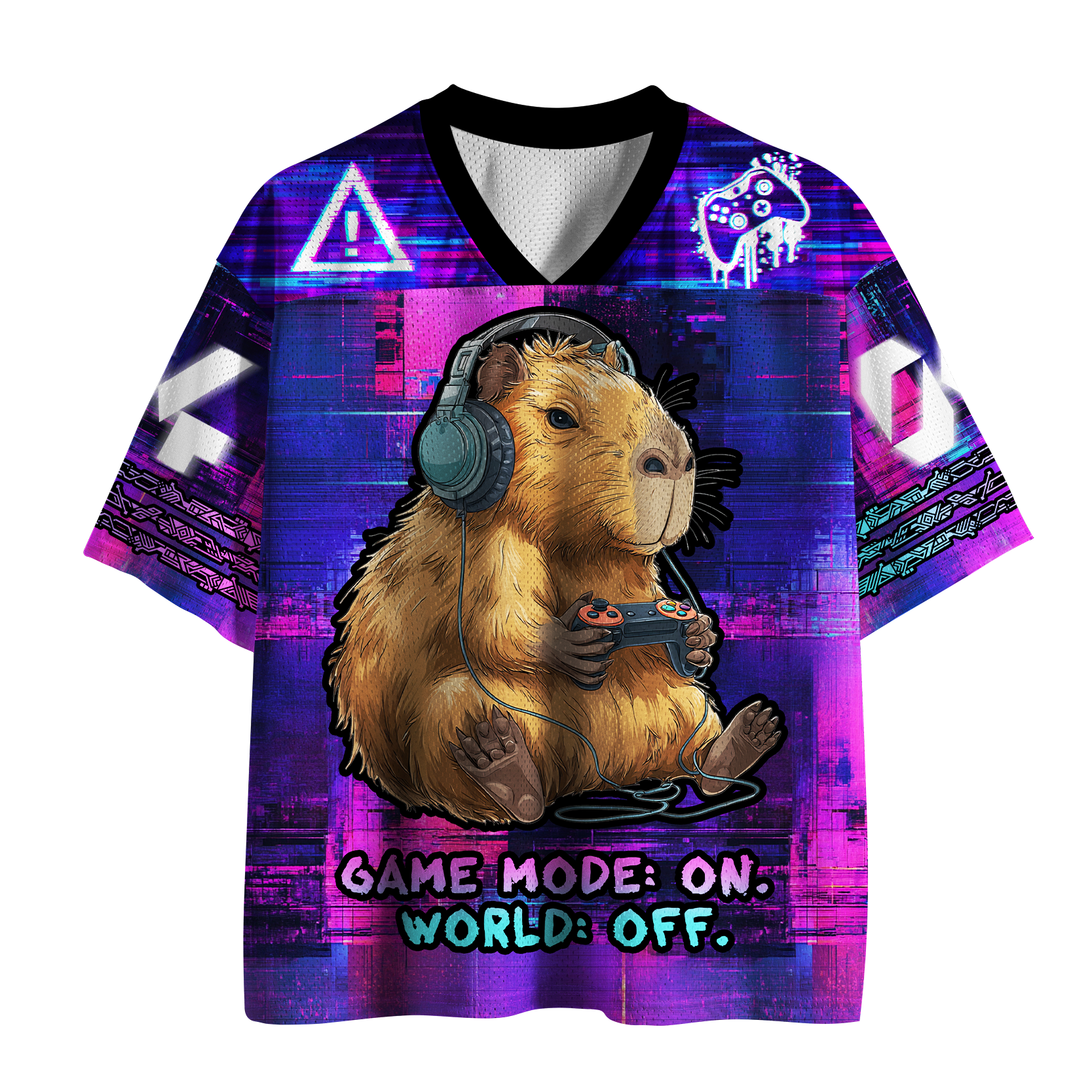 Tokyo-Tiger Gamer Capybara "Game Mode On" Cyberpunk Mesh Jersey