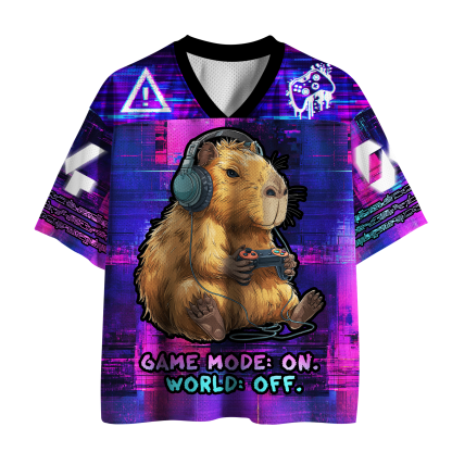 Tokyo-Tiger Gamer Capybara "Game Mode On" Cyberpunk Mesh Jersey
