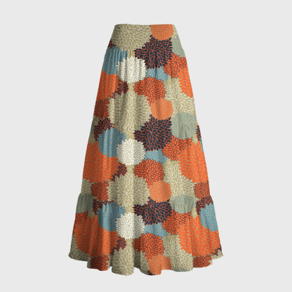 Tokyo-Tiger Autumn Flower Maxi Skirt