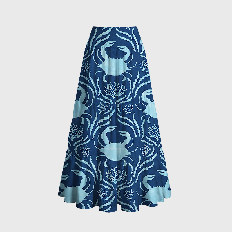 Tokyo-Tiger Crab And Seaweed Maxi Skirt