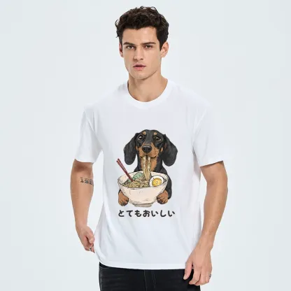 Tokyo-Tiger Cute Dog Eating Noodles Art Meme Classic T-Shirt