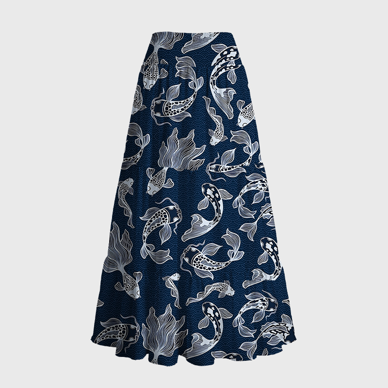 Tokyo-Tiger Japanese Koi Maxi Skirt