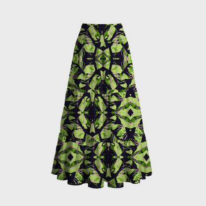 Tokyo-Tiger Geometric Art In The Forest Maxi Skirt