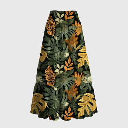 Tokyo-Tiger Tropical Leaf Frenzy Aloha Maxi Skirt