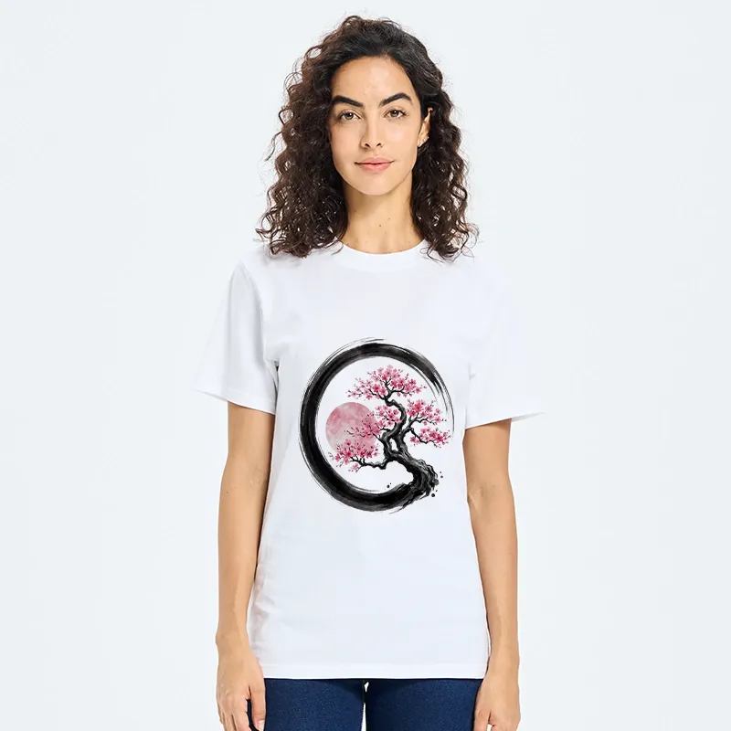 Tokyo-Tiger Zen Sakura Tree With Pink Moon Classic T-Shirt